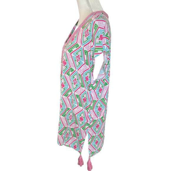 Macbeth Collection Diamond Print Pink Green Girly Swim Beach Coverup Size Medium - Picture 4 of 13